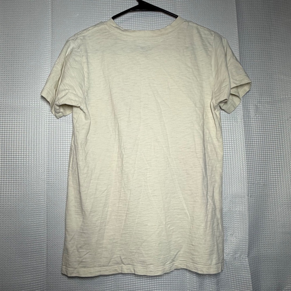 J.Crew T-Shirt Small Cream Red Heart Print Pocket Tee - Picture 2 of 5